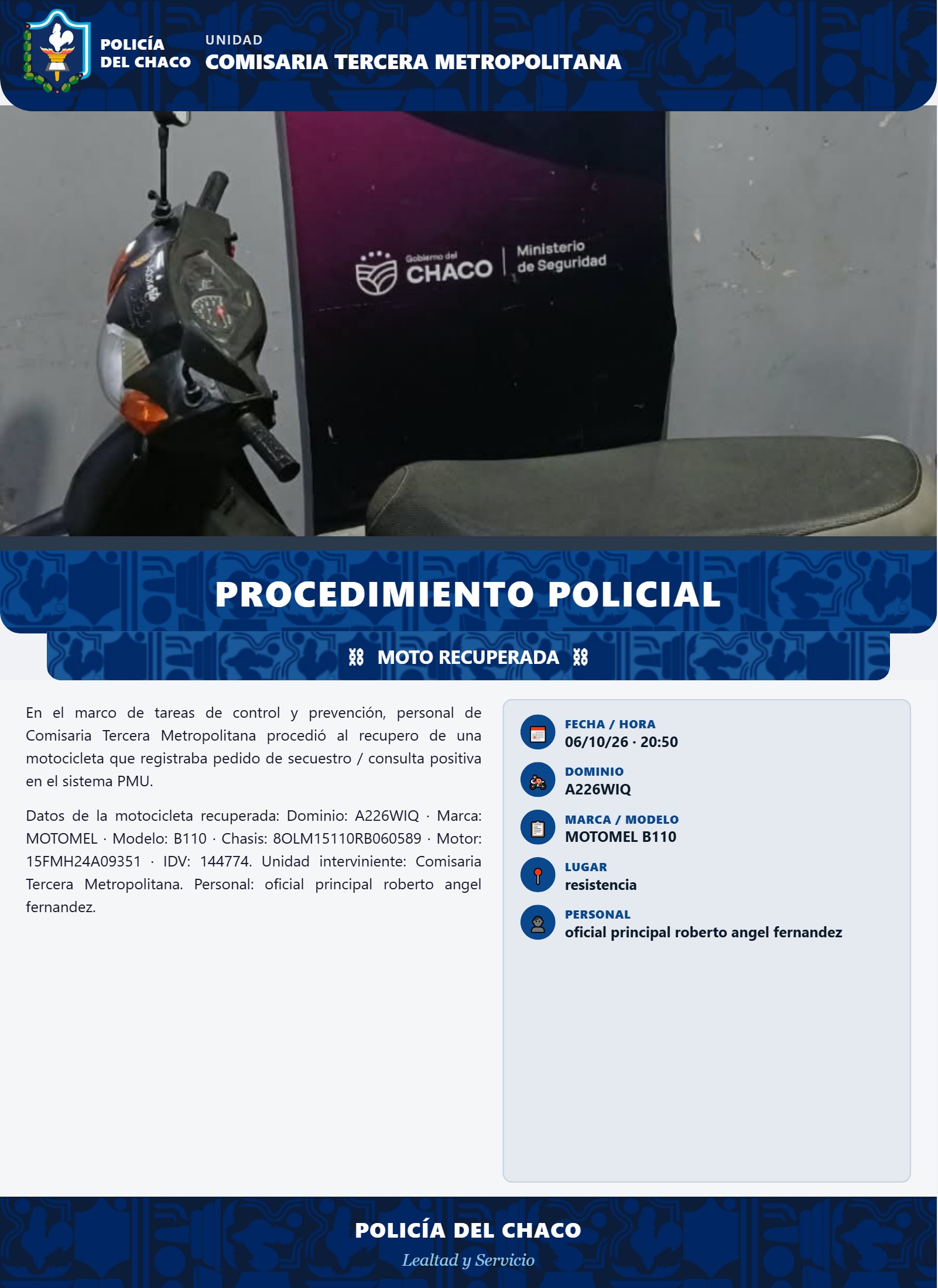 Moto recuperada